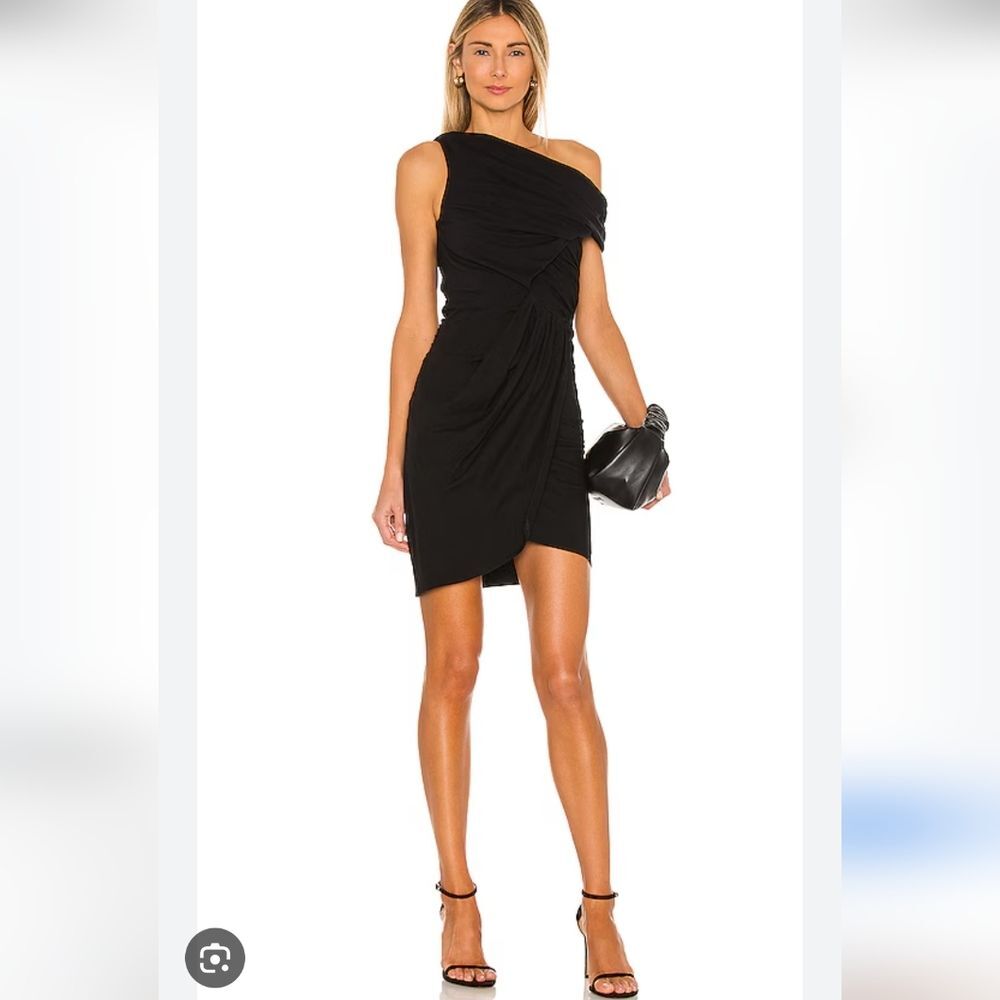 IRO Ermett Black Jersey Assymetrical Mini Dress Size 6